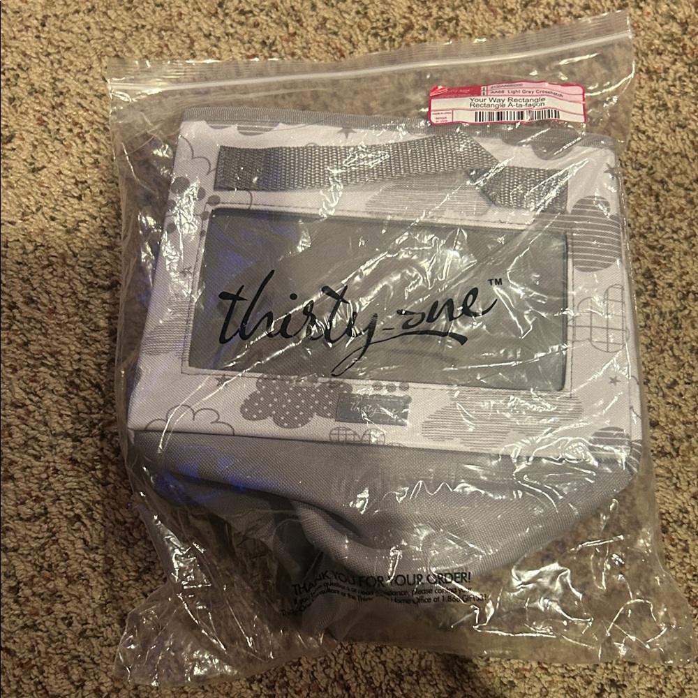 thirty-one Gray Patterned Tote with Clear Window